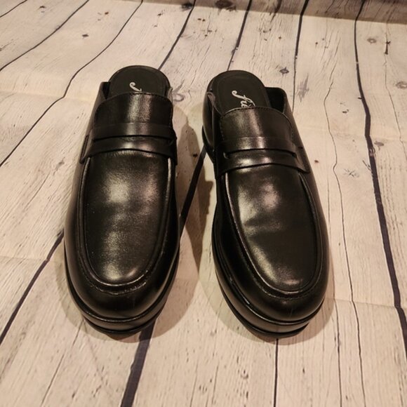 FREE PEOPLE Winston leather platform penny loafers black open back size 8 - Picture 3 of 8